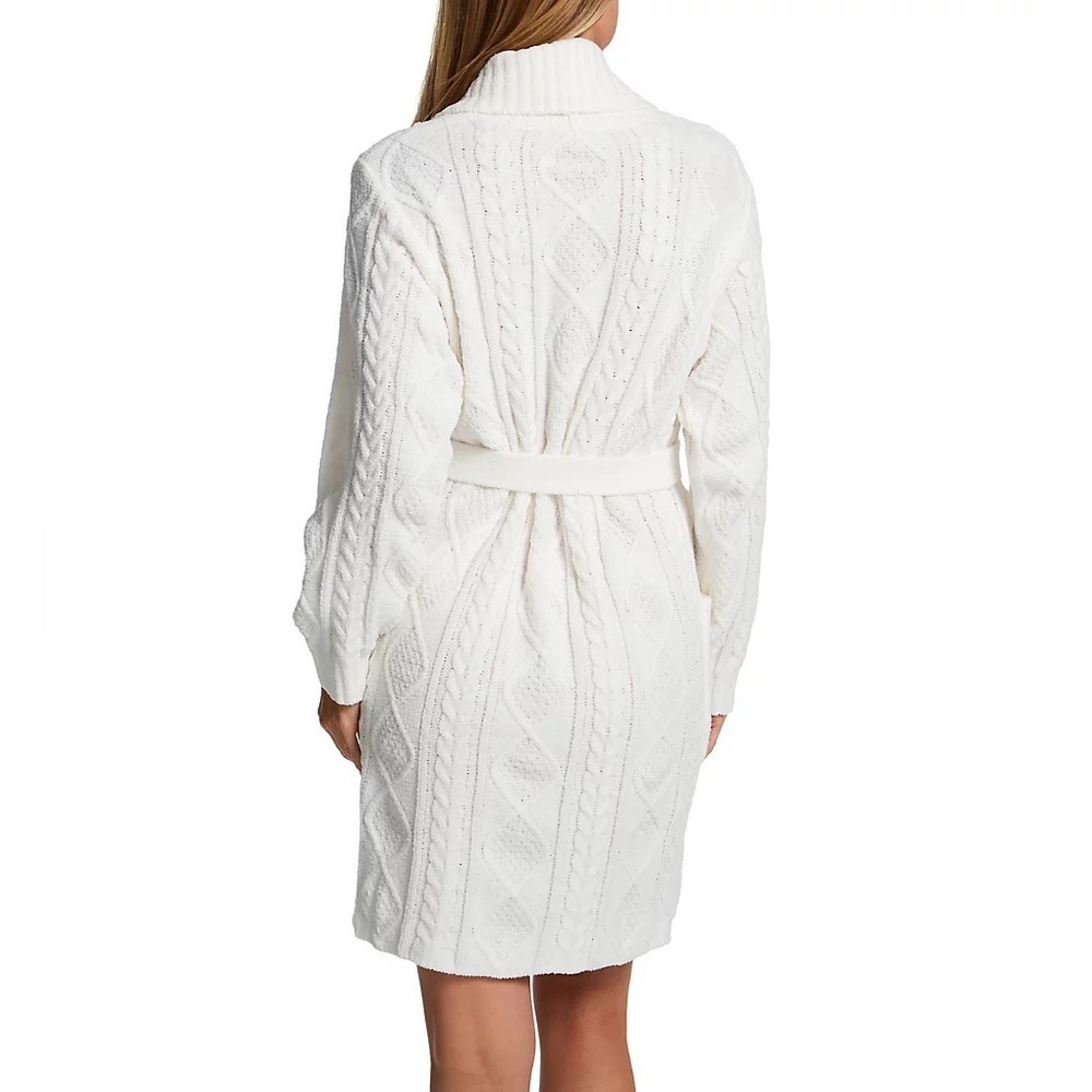 ๐ PJ Salvage White Chenille Cable Knit Sweater Short Robe - Picture 4 of 14